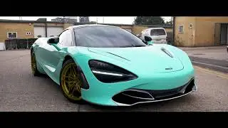 McLaren 720s Tiffany Blue Vinyl Wrap with Tron Stripes