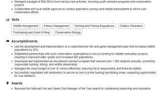 Build a Fish and Game Club Manager Resume | ResumeGemini