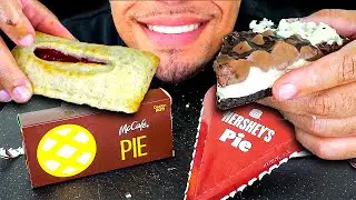 MCDONALD'S VS BURGER KING PIE DESSERT SWEETS CHALLENGE MUKBANG BATTLE EATING NO TALKING MOUTH SOUNDS