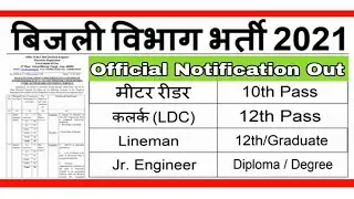 Electricity Department Recruitment 2021 | Bijli Vibhag Bharti 2021 | Govt Jobs | Sarkari Naukari