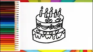 Gouache Birthday Cake drawing and painting | Improve kids creativity | follow me 😘😘😘