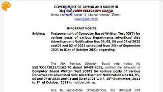 JKSSB EXAMS POSTPONED