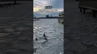 The Hudson River has frozen again in New York City! It&rsquo;s super cool to see by Little Island