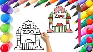 How To Draw cute Zoo Drawing, Painting & Coloring For Kids and Toddlers_ Child Art 🐋🌈🎨