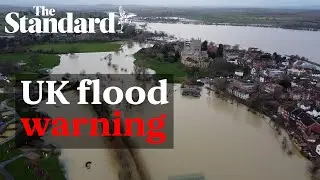 UK weather: dramatic footage shows Tewkesbury flooded as Storm Gerrit impact continues