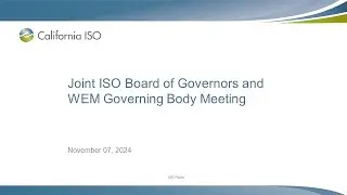 Nov 07, 2024 - Joint ISO Board of Governors and WEM Governing Body Meeting