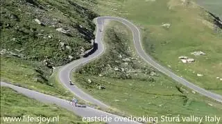 Col Agnel Colle dell Agnello, 3th highest pass Alps, France Italy on BMW R1200GS motorbikes
