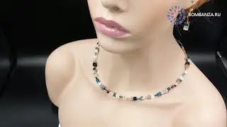 👍NEW👉 Короткое видео. Колье Coeur de Lion GeoCUBE&reg; White & Petrol. Ювелирная бижутерия из Германии.