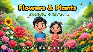 🌸 Flowers & Plants Vocabulary for Kids | Learn Flower & Plant Names in English & Hind🌿