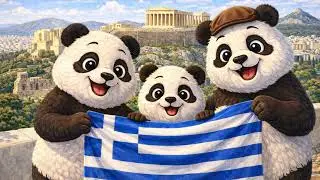 Snack the Panda Visits Greece | Calm Bedtime Story for Kids (Athens, Islands & Pool Time)