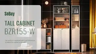SoBuy Bathroom tall cabinet丨Cupboard丨Bathroom storage cabinet with 2 laundry baskets丨BZR155-W