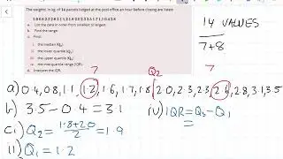 Statistics: Finding quartiles for data with an even amount of dat values (spread)