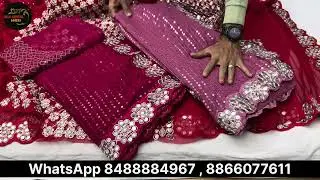 Social Media Viral Saree Full Heavy georgette Mirror Work Saree Party Wear Blouse Saree #mirrorwork
