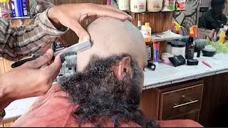 Relaxing Straight Razor bald head shave 🤪 Dandruff Removal Headshave Tutorials 2026 in AliHairCut 