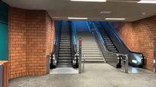 Dortmund, Germany. 4x O&K escalator ride at Karl Liebnecht Straße Stadtbahn station with look around
