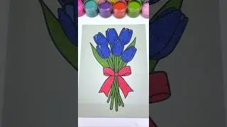 Blue Tulip Bouquet Sand Art 💙🌷🎨 #shorts
