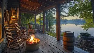 Peaceful Porch Ambience with Spring Rain and Fireplace Sounds for Relaxation and Sleep