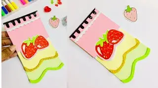 How to make a Strawberry Notebook  🍓/ DIY School Supplies