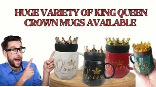 king queen crown mugs - coffee cups- best looking cups -  ☕ mug for couples - huge variety of colors