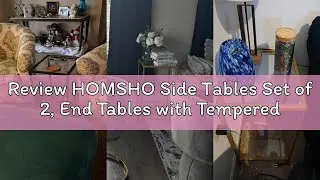 Review HOMSHO Side Tables Set of 2, End Tables with Tempered Glass, 2-Tier Nightstands with Storage