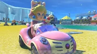 Mario Kart 8 DLC - Triforce Cup - Ice Ice Outpost (Cat Peach Gameplay)