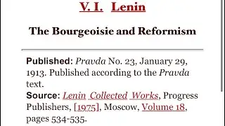 V.I. Lenin Audiobook:&rdquo;The Bourgeoisie and Reformism&rdquo; (1913)
