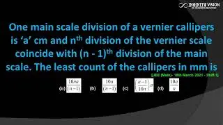 One main scale division of a Vernier callipers : Vernier Calliper [JEE (Main)- 16th March 2021 ]
