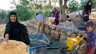 Construction by nomadic family in wheat Fields for more Welfare