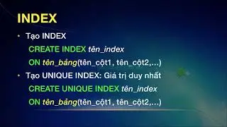 SQL 21 - SQL Index tác dụng gì?