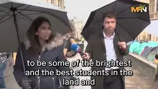 Suella Braverman gets silent treatment by pro-Palestine student protesters of Cambridge University.