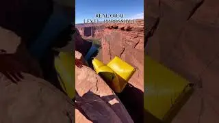 Ai woman jumping on a airbag above a cliff 😱😱