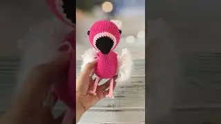 Crocheted stuffed soft pink flamingo toy