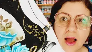 Máquina com rosas azuis.  parte 1.jackviana #pinturaemtecido #jackvianapinturas