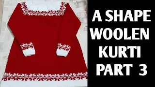 A-shape woolen kurti PART 3 Row no 8-14 full length Frock Sweater step by step with full measurement