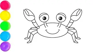 Draw and Color a Cute Crab 🦀🌊🌈 Drawings for Kids