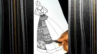How to draw Lehnga Mandala /Zentangle Art | Easy Mandala art | Step by Step | Mini's Creative Zone