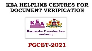KEA Helpline Centers for Document Verification | PGCET 2021