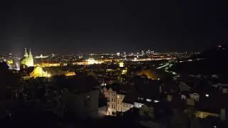 prague city view from Prague castle at night