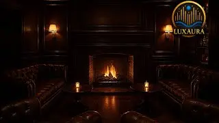 Elite Cigar Lounge Relaxation &ndash; Cozy Fire, Candles & Rich Wood Interior