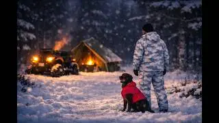Simple Winter Camp Trip with My Dog &mdash; ATV Ride, Creek Stop, Wood Stove ASMR