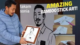 Bamboo  stick frame art for wall decor / takam sonia 