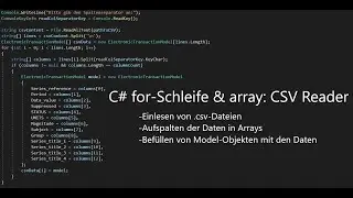 C# for-Schleife & array: CSV Reader