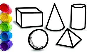 3D Geometric Shapes Drawing, Painting Coloring for kids | Draw 3D shapes step by step for kids
