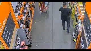 Shoplifting turned robbery by force at a home improvement store