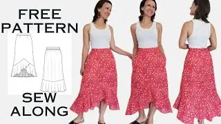 How to Sew the Peppermint Rosalie Skirt | Midi Skirt with Flounce, Pockets & Elastic Waist