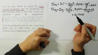 Calculating the Least Squares Regression Line by Hand, Problem 3