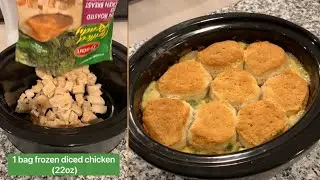 your family will love this easy crockpot dinner!wife makes chicken potpie in a crockpot So easy