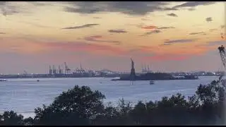 Sunset into Night Statue of Liberty