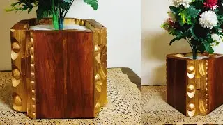how to make wood craft design|Flower Vase |DIY|Room Decoration.  #woodworking #trending #diy #craft 