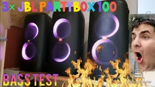 3&times; JBL Partybox 100 | Bass test | 100% vol
